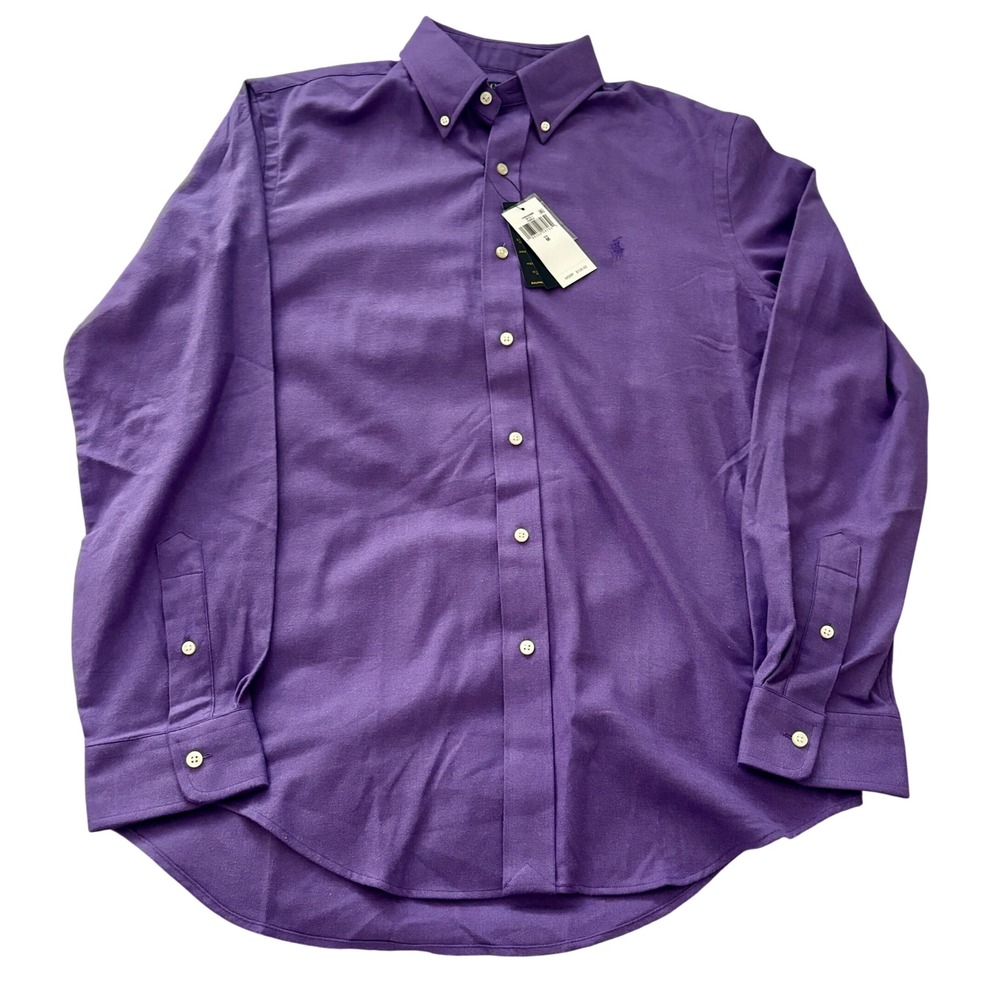 Polo Ralph Lauren Shirt Mens Medium Purple Performance Long Sleeve Button-Down